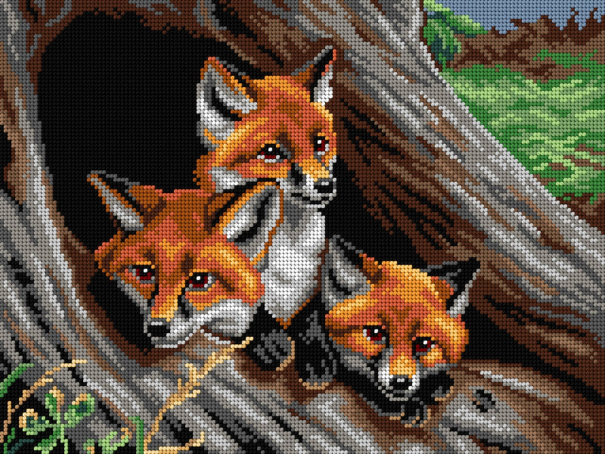 Young Foxes Needlepoint Canvas
