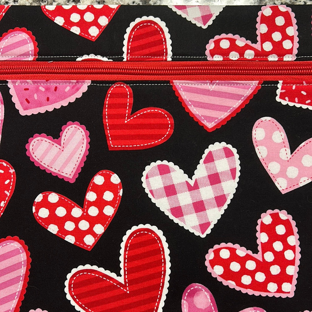 Patchwork Hearts Large Project Bag