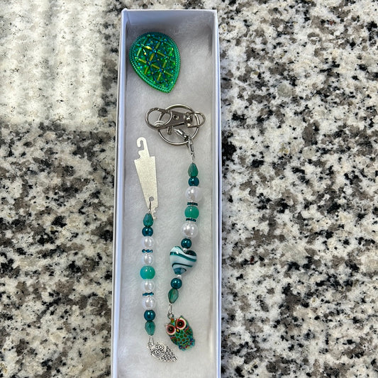 Teal Owl Scissor Fob Set