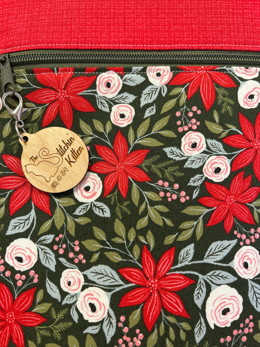 Poinsettia and Rose Large Project Bag