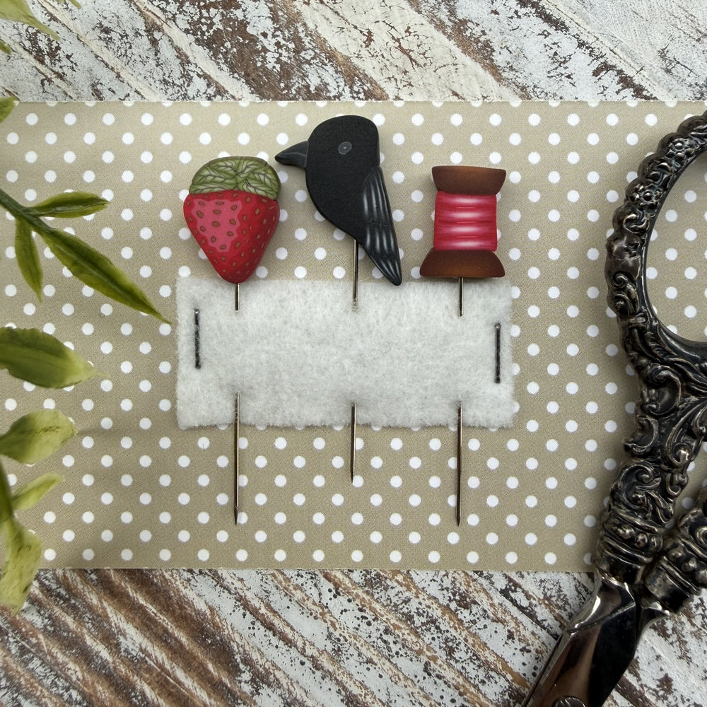 Strawberry and Thread Pin Set