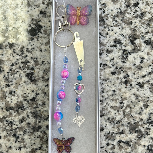 Pink and Blue Butterfly Scissor Fob Set