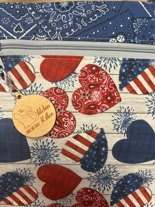 Americana Hearts Small Project Bag