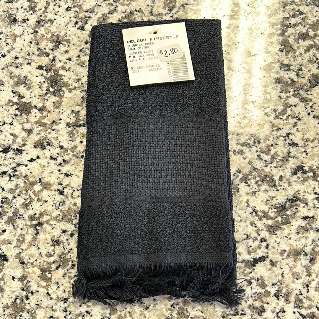 Velour Fingertip Black Towel