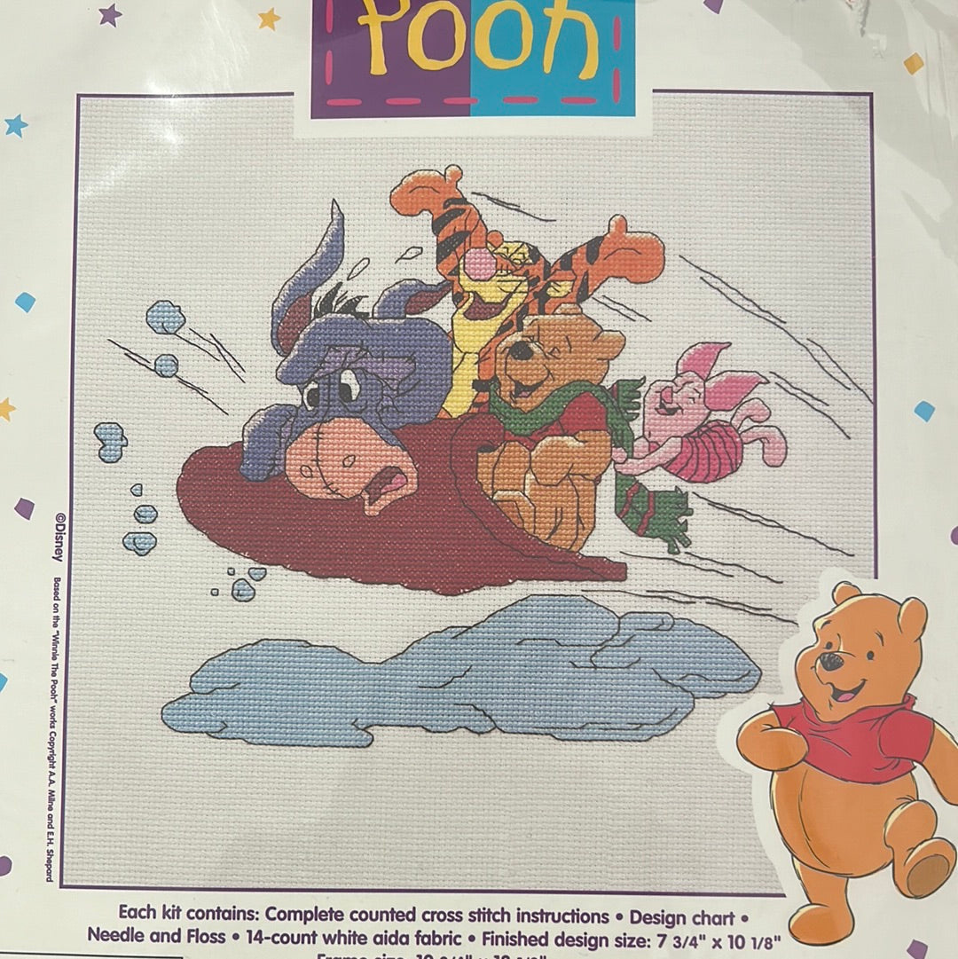 Sledding Pooh and Friends