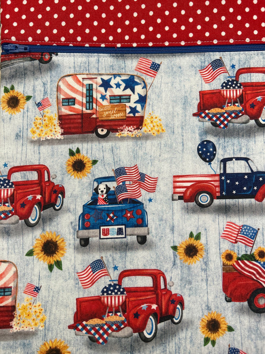 Patriotic Trucks Small Project Bag
