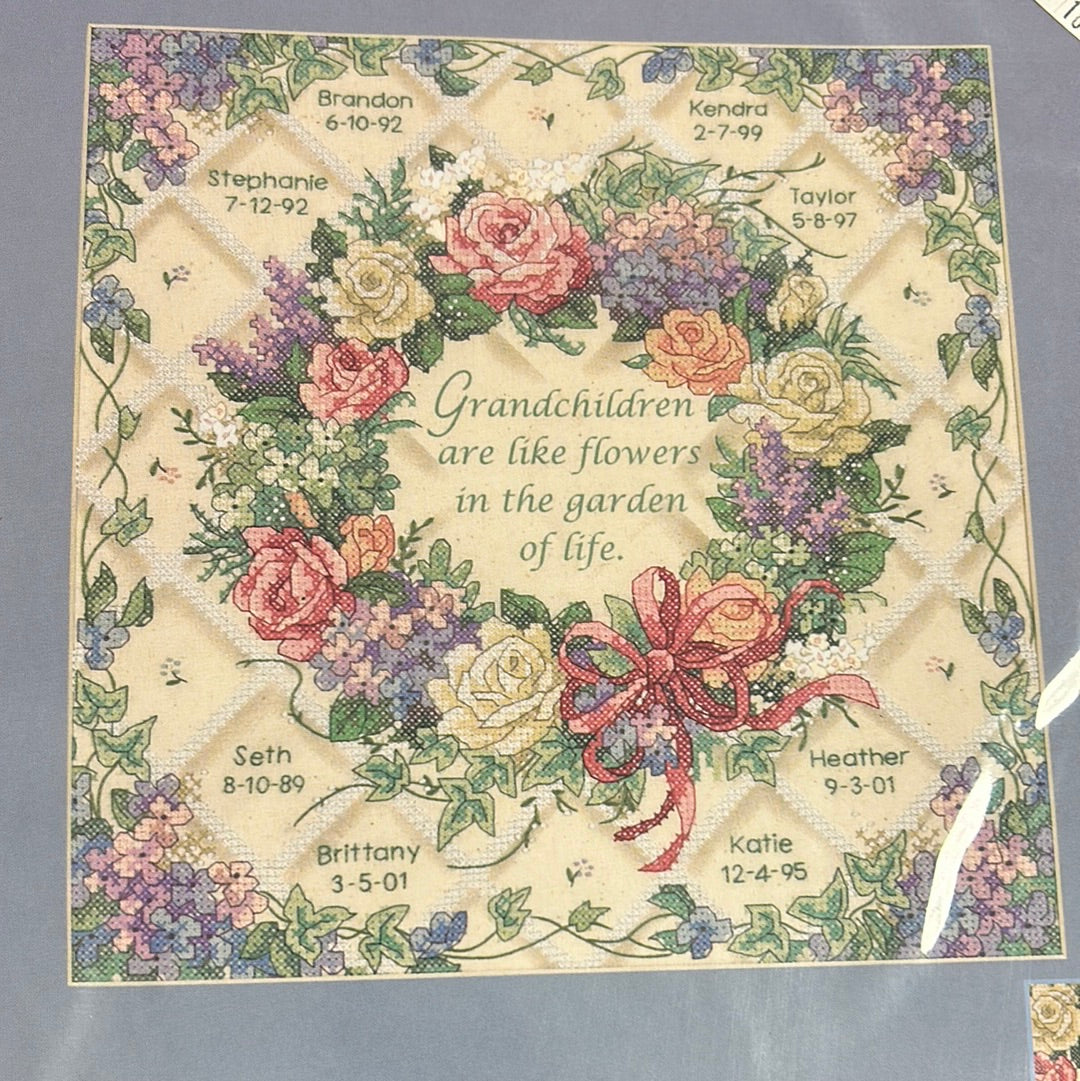 The Flowers of Life STAMPED CROSS STITCH Kit