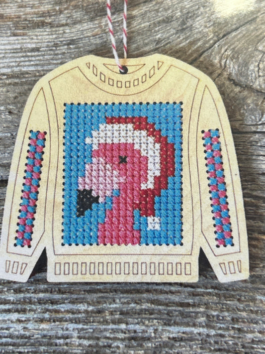 Fancy Flamingo Ugly Sweater Ornament Kit