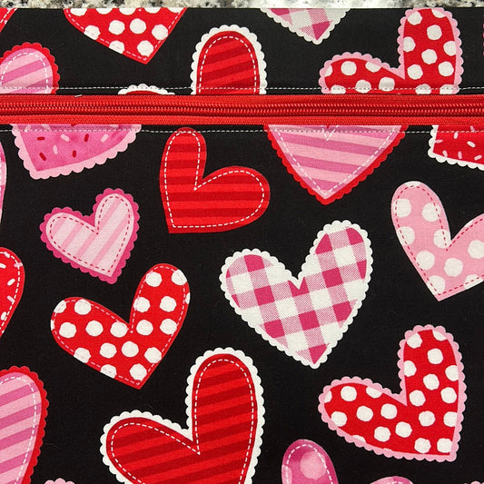 Patchwork Hearts Large Project Bag