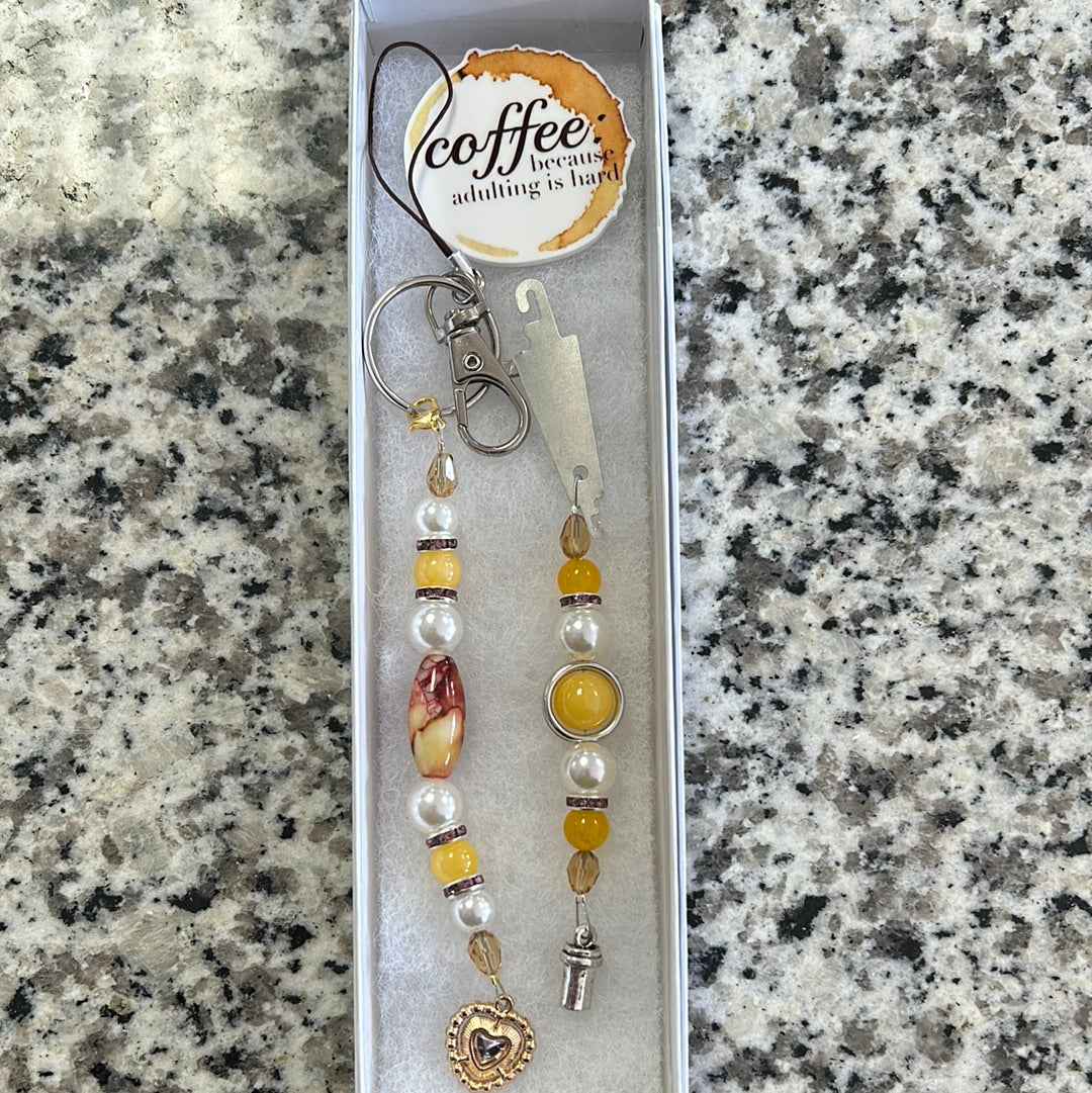 Coffee Scissor Fob Set