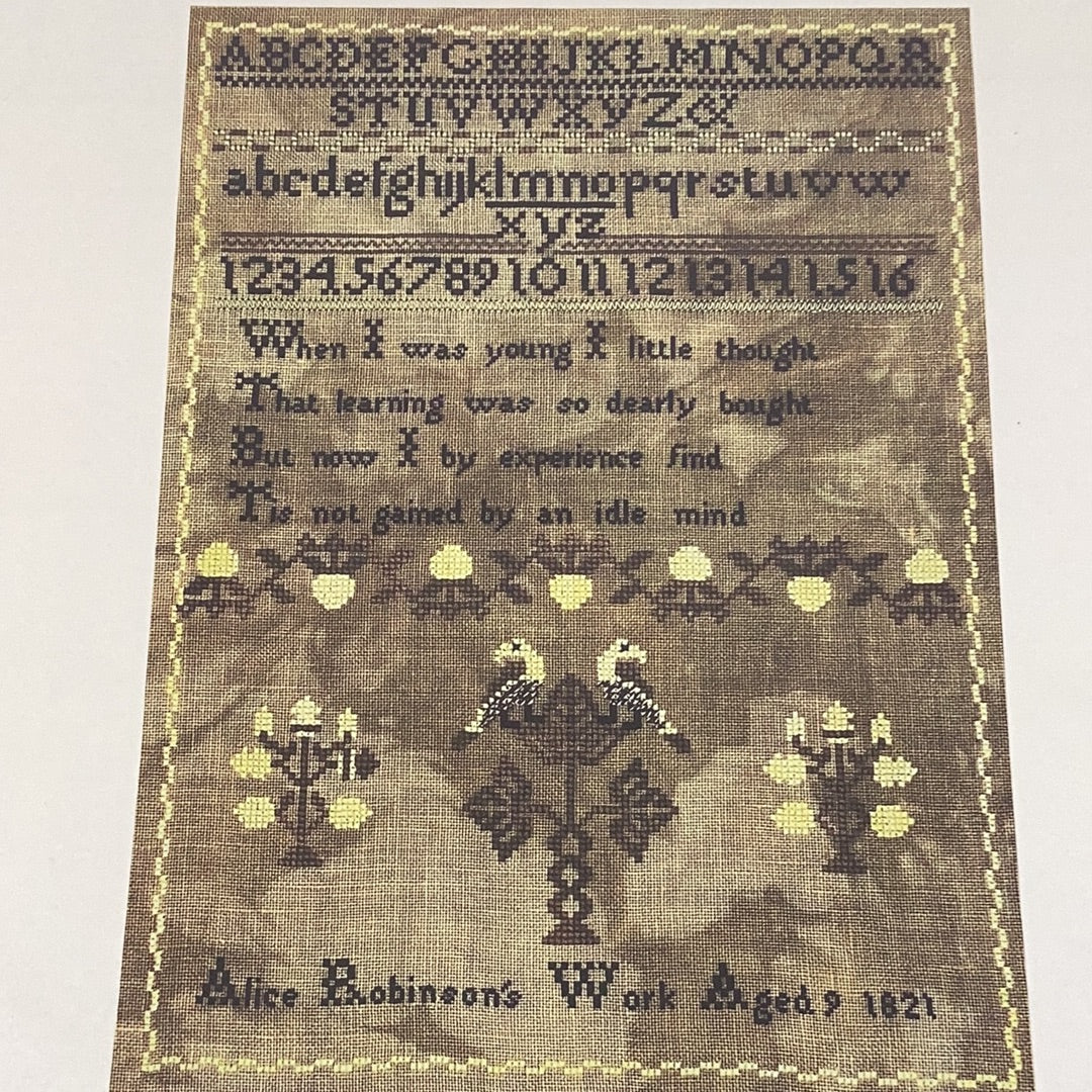 Alice Robinson 1821 Reproduction Sampler