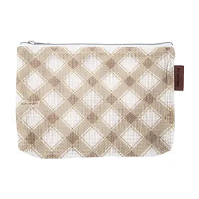 Tan/Burlap Plaid Mini Project Bag