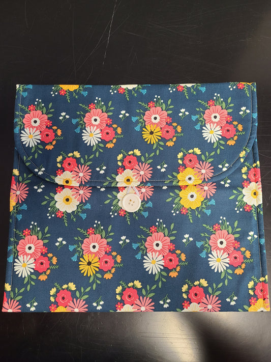 Navy Floral Envelope Project Bag